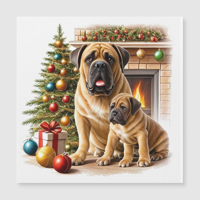 Mastiff englische Doggen Kamin Weihnachten (Frente)