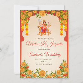 Mata ka Jagrata convida convite de puja Chowki