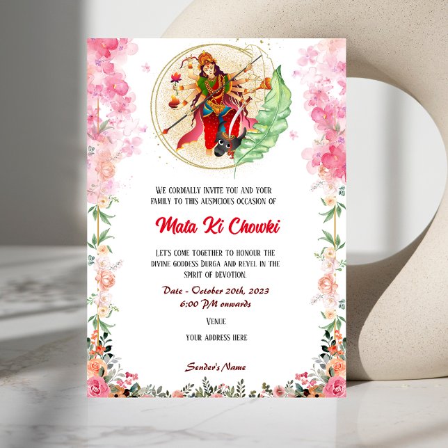 Mata Ki Chowki Deusa Durga Jagrata Convite (Criador carregado)