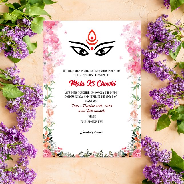 Mata Ki Chowki Deusa Durga Jagrata Convite (Criador carregado)