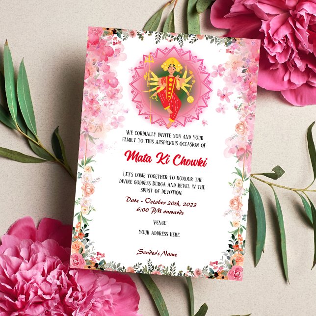 Mata Ki Chowki Deusa Durga Jagrata Convite (Criador carregado)