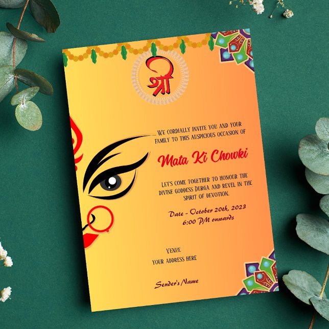 Mata Ki Chowki Deusa Durga Jagrata Convite (Criador carregado)