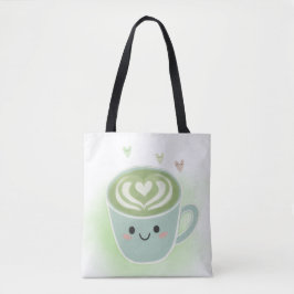 Matcha Latte Heart Shoulder Tote Bag