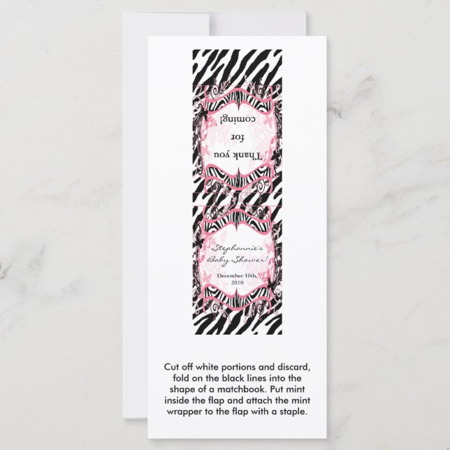 Matchbooks com 25 Casas Girly Butterfly Zebra Prin (Frente)
