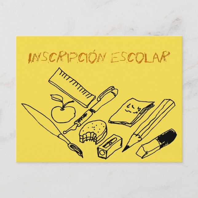 Material de Ensino no Convite de Inscrição Escolar (Frente)