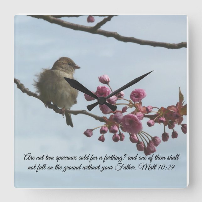 Mateus 10:29 Relógio de Parede Verso da Bíblia (Frente)