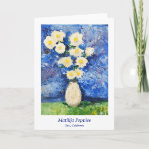 Matilija Poppies em Ojai CA, Cartão de Nota de vaz
