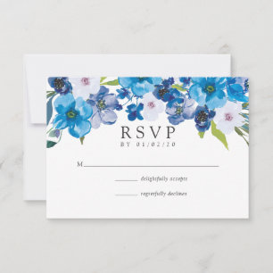 Matizes de Casamento Floral Azul RSVP