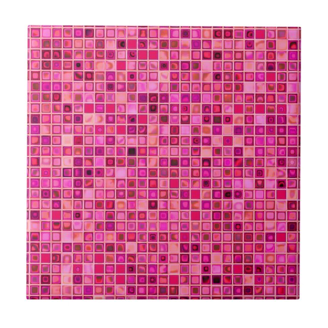 Matizes De Padrão De Azulejo Mosaico Rosa Escuro,  (Frente)