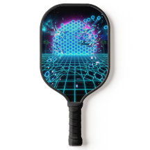 Matriz Neon Azul Glitch Aquático de Pickleball Fut