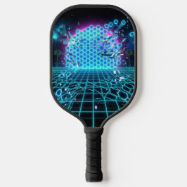 Matriz Neon Azul Glitch Aquático de Pickleball Fut