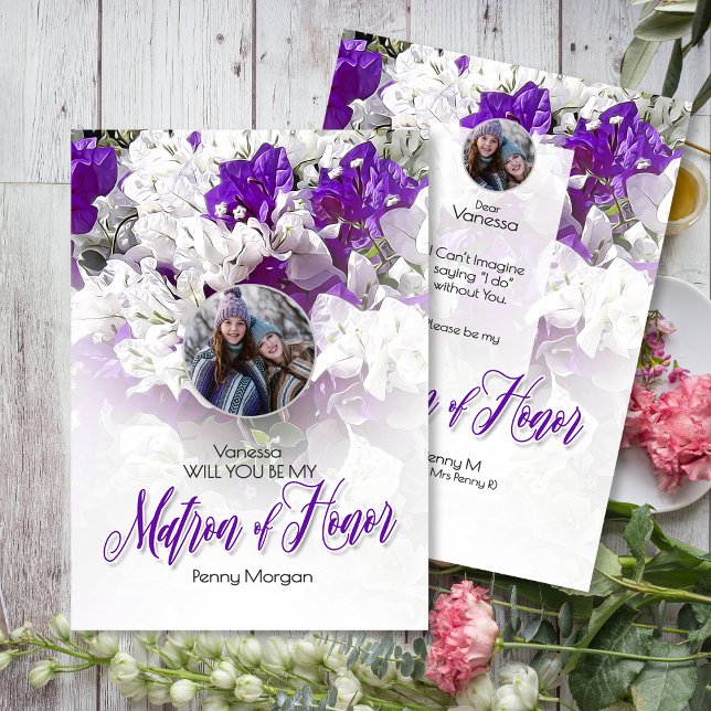 Matron de Honor Purple White Weding Convite (Criador carregado)