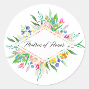 Matrona floral do diamante da etiqueta da honra