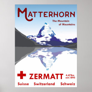 Matterhorn, Zermatt, Suiça, Ski Poster