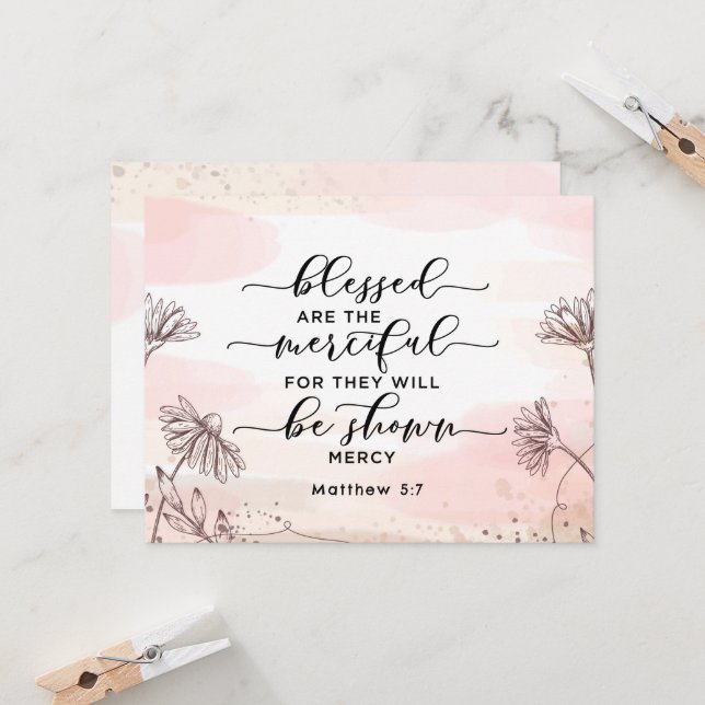 Matthew 5:7 Abençoado é o Merciful Flat Card (Frente/Verso In Situ)