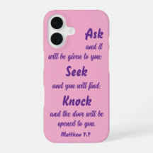 Matthew 7:7 Peça Por Ele Bíblia Verso Rosa E Roxo