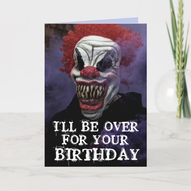 MAU SCARY CLOWN BIRTHDAY ENGRAÇADO Cartão de Sauda (Frente)