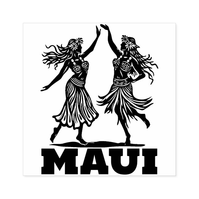 Maui Beau° Carimbo de Borracha Dançarino Hula Hava (Impressão)