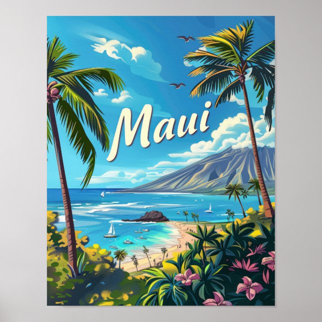 Maui Hawaii Poster de viagens Art (Frente)