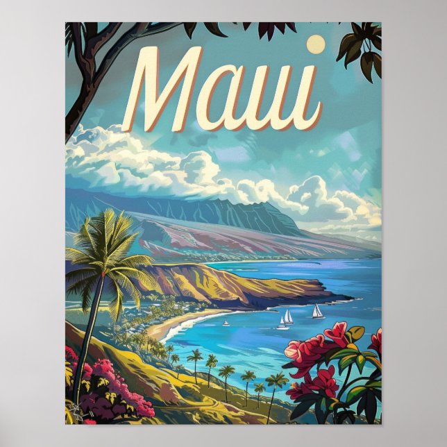 Maui Hawaii Poster de viagens Art (Frente)