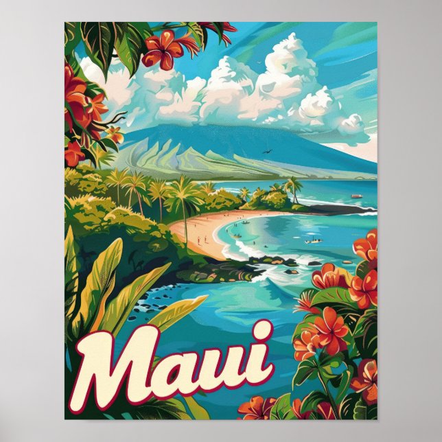 Maui Hawaii Poster de viagens Art (Frente)