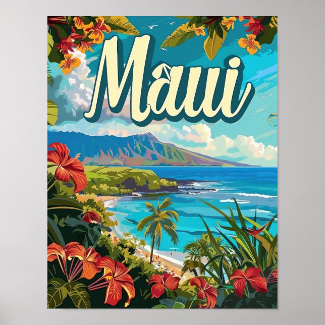 Maui Hawaii Poster de viagens Art (Frente)