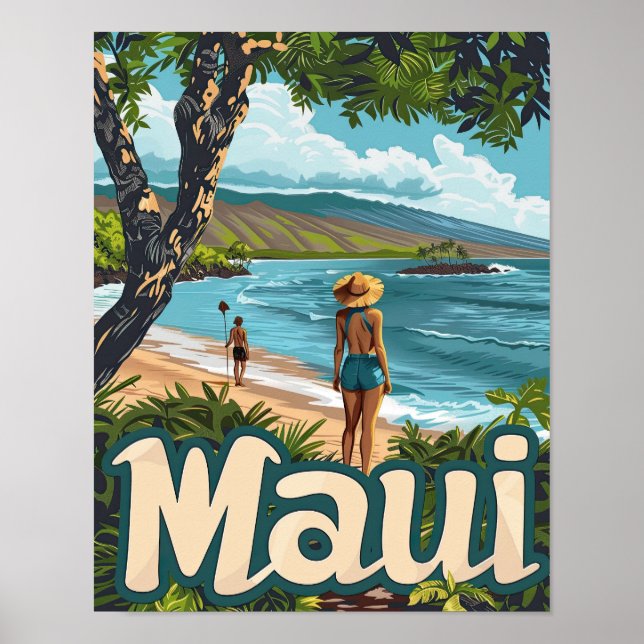 Maui Hawaii Poster de viagens Art (Frente)