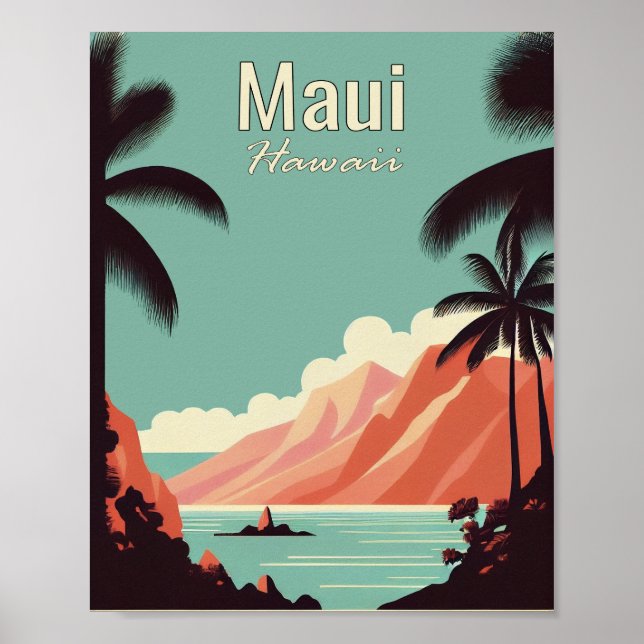 Maui Hawaii - Poster de Viagens vintage Minimalist (Frente)