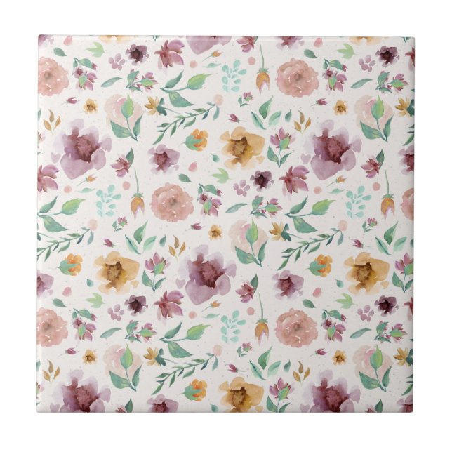 Mauve, Blush, Dourada Cor Personalizada Floral (Frente)