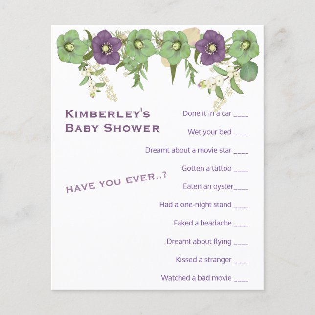 Mauve Boho - Atividade de Chá de Jogo Floral Wirel (Frente)