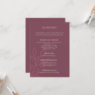 Mauve Boho - Cartão de Detalhes do Casamento Minim