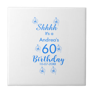 Mauve branco azul shhhh 60.º aniversário nome flor
