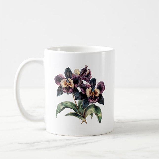 Mauve clássica elegante e caneca de café de orquíd (Esquerda)