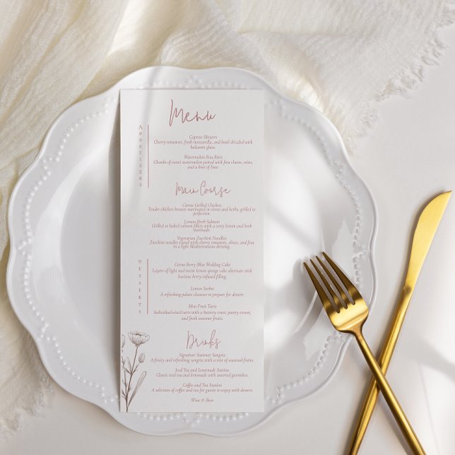 Mauve Floral Wedding Menu (Criador carregado)