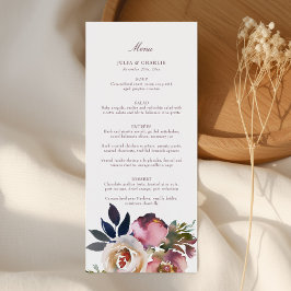 Mauve Indigo Watercolor Rosa Wedding Menu