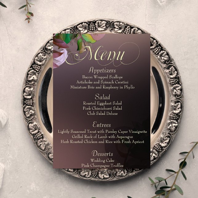 Mauve Leafy Dreams Menu de Casamento (Criador carregado)