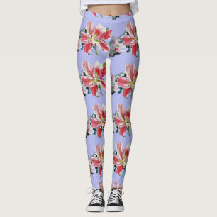 Mauve Lilac Lily floral art aquarela Leggings