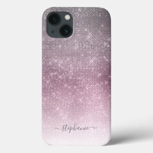 Mauve Ombre Sparkle Glitter Girly Glam Monograma