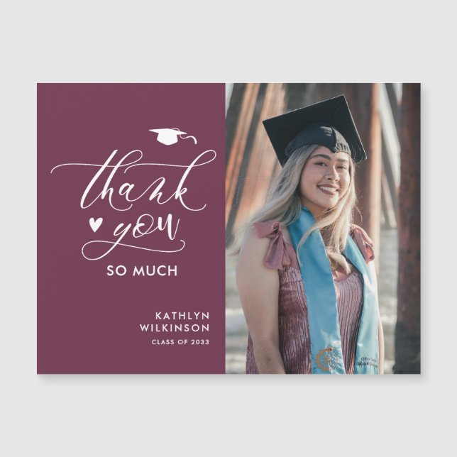 Mauve Purple Minimalist Graduação de fotos Obrigad (Frente)