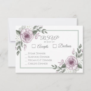 Mauve Rosas Elegant Floral Wedding RSVP
