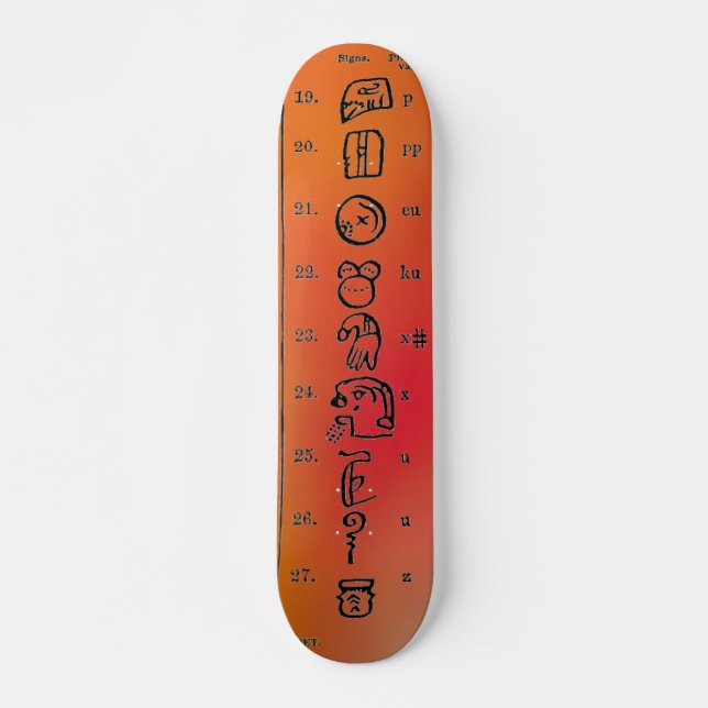 Mayan Alphabet Skateboard (Frente)