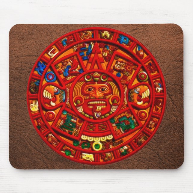 Mayan-Aztec Calendário Sagrado Sun Mousepad (Frente)