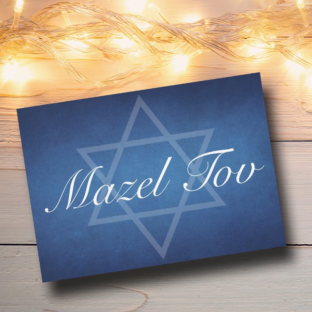 Mazel Tov Blue Star do David Bar Mitzvah Card (Criador carregado)