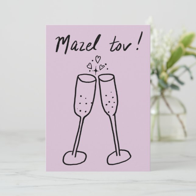 Mazel Tov Wedding Champagne Cheers Sketch Doodle (Em pé/Frente)