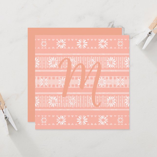 MAZIPOODLES Floral Striped Ribbed Knitting Card (Frente/Verso In Situ)