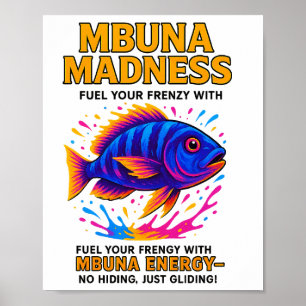 Mbuna Madness Poster - Neon Cichlid Wall Art