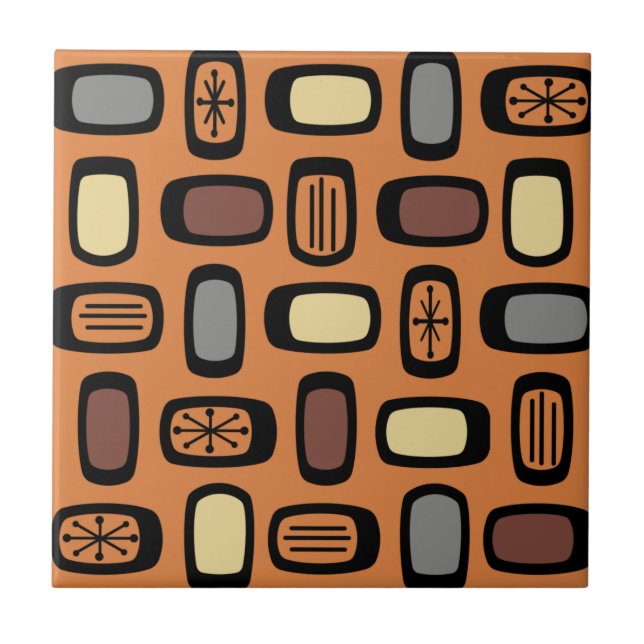 MCM Arredondado do Meio-Século Laranja Marrom (Frente)