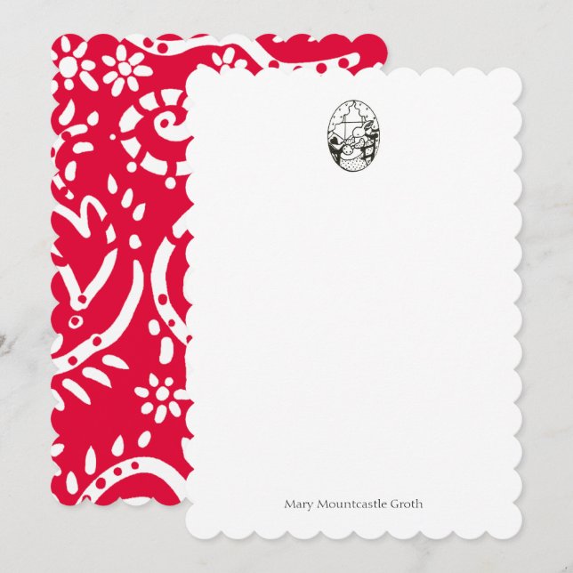 mcm Bunny com cartão de nota paisley (Frente/Verso)