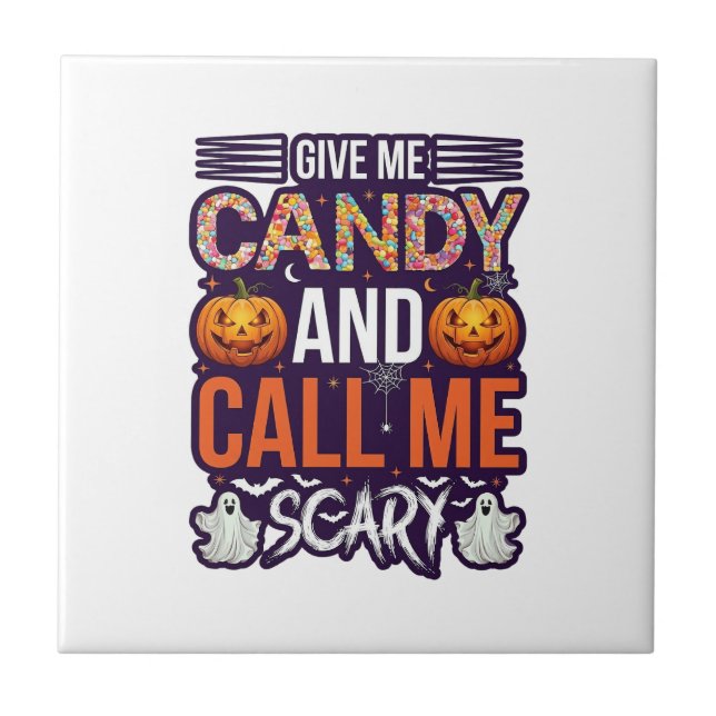 Me Dê Doces Chamada Assustadora Abóbora de Hallowe (Frente)