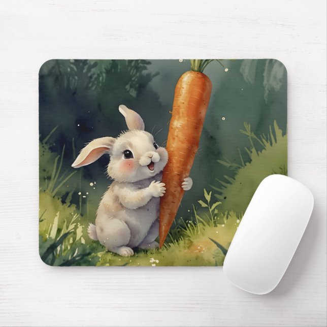 Meadow Bunny Dreams: Mousepad Whimsical (Com mouse)